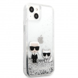 Karl Lagerfeld Liquid Glitter Karl and Choupette Kryt pro iPhone 13 mini Silver (KLHCP13SGKCS)