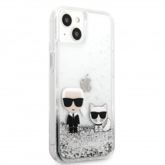 Karl Lagerfeld Liquid Glitter Karl and Choupette Kryt pro iPhone 13 Silver (KLHCP13MGKCS)