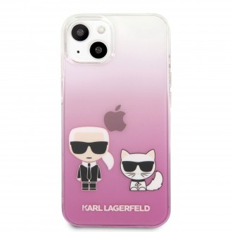 Karl Lagerfeld PC/TPU Ikonik Karl and Choupette Kryt pro iPhone 13 mini Pink (KLHCP13SCKTRP)