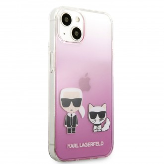 Karl Lagerfeld PC/TPU Ikonik Karl and Choupette Kryt pro iPhone 13 mini Pink (KLHCP13SCKTRP)