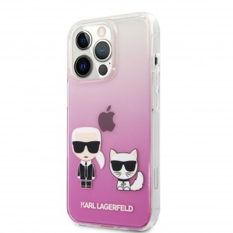 Karl Lagerfeld PC/TPU Ikonik Karl and Choupette Kryt pro iPhone 13 Pro Max Pink (KLHCP13XCKTRP)