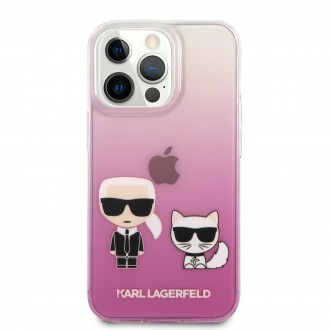 Karl Lagerfeld PC/TPU Ikonik Karl and Choupette Kryt pro iPhone 13 Pro Max Pink (KLHCP13XCKTRP)