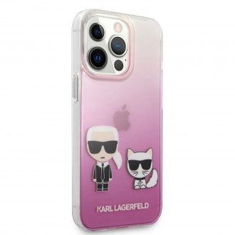 Karl Lagerfeld PC/TPU Ikonik Karl and Choupette Kryt pro iPhone 13 Pro Max Pink (KLHCP13XCKTRP)