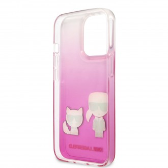 Karl Lagerfeld PC/TPU Ikonik Karl and Choupette Kryt pro iPhone 13 Pro Max Pink (KLHCP13XCKTRP)