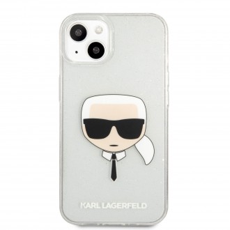 Karl Lagerfeld TPU Full Glitter Karl Head Kryt pro iPhone 13 mini Silver (KLHCP13SKHTUGLS)