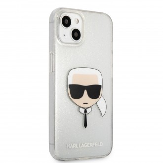 Karl Lagerfeld TPU Full Glitter Karl Head Kryt pro iPhone 13 mini Silver (KLHCP13SKHTUGLS)