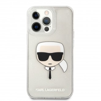 Karl Lagerfeld TPU Full Glitter Karl Head Kryt pro iPhone 13 Pro Silver (KLHCP13LKHTUGLS)