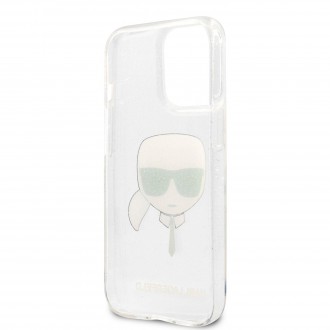 Karl Lagerfeld TPU Full Glitter Karl Head Kryt pro iPhone 13 Pro Silver (KLHCP13LKHTUGLS)