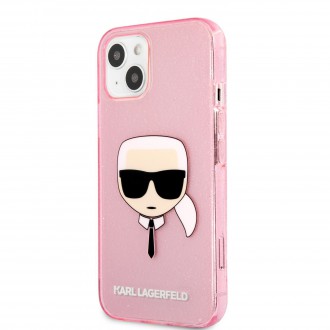 Karl Lagerfeld TPU Full Glitter Karl Head Kryt pro iPhone 13 mini Pink (KLHCP13SKHTUGLP)