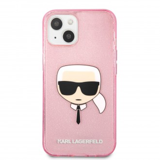 Karl Lagerfeld TPU Full Glitter Karl Head Kryt pro iPhone 13 Pink (KLHCP13MKHTUGLP)
