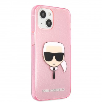 Karl Lagerfeld TPU Full Glitter Karl Head Kryt pro iPhone 13 Pink (KLHCP13MKHTUGLP)