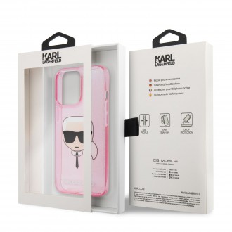 Karl Lagerfeld TPU Full Glitter Karl Head Kryt pro iPhone 13 Pro Pink (KLHCP13LKHTUGLP)