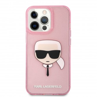 Karl Lagerfeld TPU Full Glitter Karl Head Kryt pro iPhone 13 Pro Max Pink (KLHCP13LKHTUGLP)