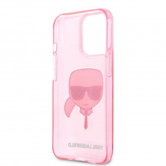 Karl Lagerfeld TPU Full Glitter Karl Head Kryt pro iPhone 13 Pro Max Pink (KLHCP13LKHTUGLP)