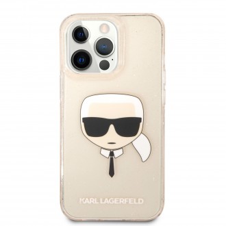 Karl Lagerfeld TPU Full Glitter Karl Head Kryt pro iPhone 13 Pro Max Gold (KLHCP13XKHTUGLGO)