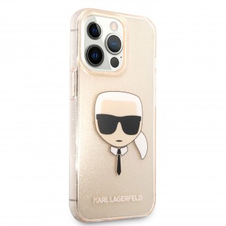 Karl Lagerfeld TPU Full Glitter Karl Head Kryt pro iPhone 13 Pro Max Gold (KLHCP13XKHTUGLGO)