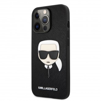 Karl Lagerfeld PU Saffiano Karl Head Kryt pro iPhone 13 Pro Black (KLHCP13LSAKHBK)