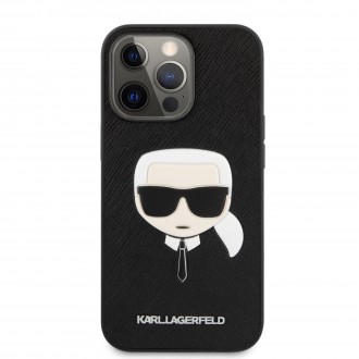 Karl Lagerfeld PU Saffiano Karl Head Kryt pro iPhone 13 Pro Black (KLHCP13LSAKHBK)