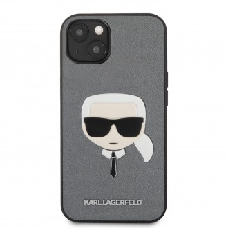 Karl Lagerfeld PU Saffiano Karl Head Kryt pro iPhone 13 mini Silver (KLHCP13SSAKHSL)
