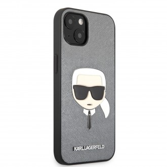 Karl Lagerfeld PU Saffiano Karl Head Kryt pro iPhone 13 mini Silver (KLHCP13SSAKHSL)