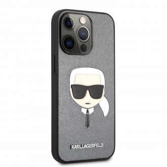 Karl Lagerfeld PU Saffiano Karl Head Kryt pro iPhone 13 Pro Silver (KLHCP13LSAKHSL)