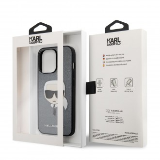 Karl Lagerfeld PU Saffiano Karl Head Kryt pro iPhone 13 Pro Silver (KLHCP13LSAKHSL)