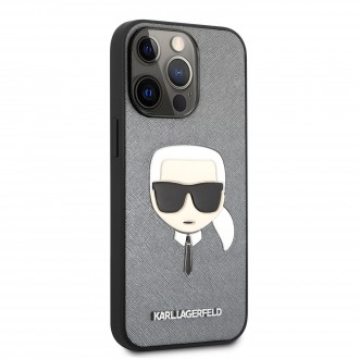 Karl Lagerfeld PU Saffiano Karl Head Kryt pro iPhone 13 Pro Max Silver (KLHCP13XSAKHSL)