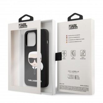 Karl Lagerfeld Liquid Silicone Karl Head Kryt pro iPhone 13 Pro Black (KLHCP13LSLKHBK)