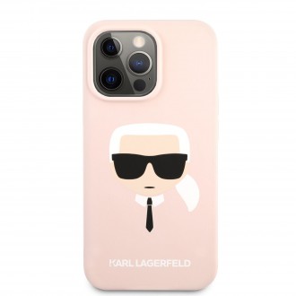 Karl Lagerfeld Liquid Silicone Karl Head Kryt pro iPhone 13 Pro Light Pink (KLHCP13LSLKHPI)