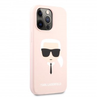 Karl Lagerfeld Liquid Silicone Karl Head Kryt pro iPhone 13 Pro Light Pink (KLHCP13LSLKHPI)