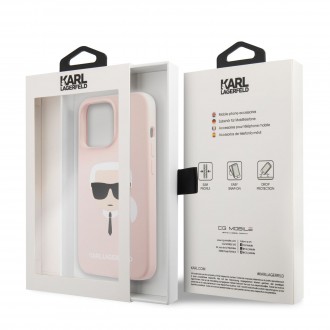 Karl Lagerfeld Liquid Silicone Karl Head Kryt pro iPhone 13 Pro Light Pink (KLHCP13LSLKHPI)