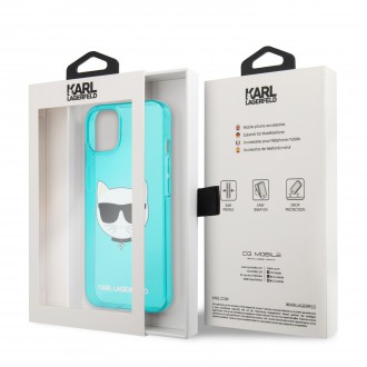 Karl Lagerfeld TPU Choupette Head Kryt pro iPhone 13 Fluo Blue (KLHCP13MCHTRB)