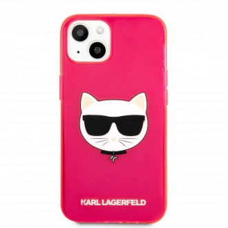 Karl Lagerfeld TPU Choupette Head Kryt pro iPhone 13 mini Fluo Pink (KLHCP13SCHTRP)