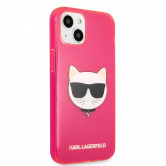 Karl Lagerfeld TPU Choupette Head Kryt pro iPhone 13 mini Fluo Pink (KLHCP13SCHTRP)