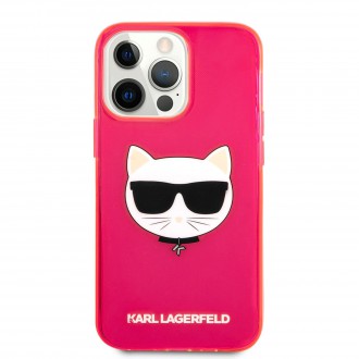 Karl Lagerfeld TPU Choupette Head Kryt pro iPhone 13 Pro Max Fluo Pink (KLHCP13XCHTRP)