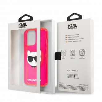 Karl Lagerfeld TPU Choupette Head Kryt pro iPhone 13 Pro Max Fluo Pink (KLHCP13XCHTRP)