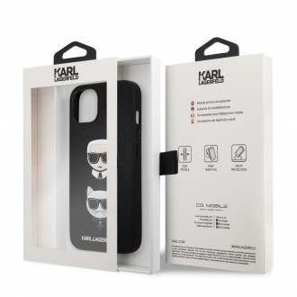Karl Lagerfeld PU Saffiano Karl and Choupette Heads Kryt pro iPhone 13 Black (KLHCP13MSAKICKCBK)