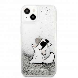 Karl Lagerfeld Liquid Glitter Choupette Eat Kryt pro iPhone 13 mini Silver (KLHCP13SGCFS)