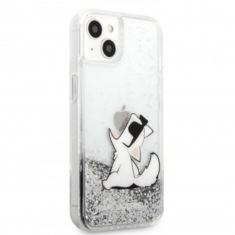 Karl Lagerfeld Liquid Glitter Choupette Eat Kryt pro iPhone 13 mini Silver (KLHCP13SGCFS)