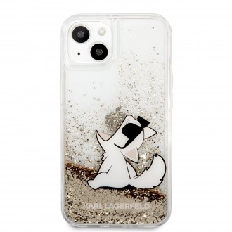 Karl Lagerfeld Liquid Glitter Choupette Eat Kryt pro iPhone 13 Gold (KLHCP13MGCFD)