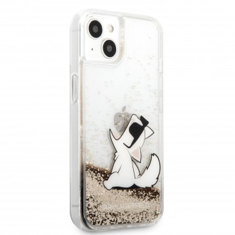 Karl Lagerfeld Liquid Glitter Choupette Eat Kryt pro iPhone 13 Gold (KLHCP13MGCFD)