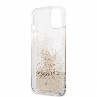 Karl Lagerfeld Liquid Glitter Choupette Eat Kryt pro iPhone 13 Gold (KLHCP13MGCFD)