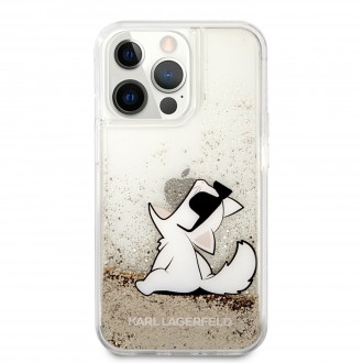 Karl Lagerfeld Liquid Glitter Choupette Eat Kryt pro iPhone 13 Pro Max Gold (KLHCP13XGCFD)