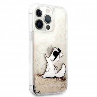 Karl Lagerfeld Liquid Glitter Choupette Eat Kryt pro iPhone 13 Pro Max Gold (KLHCP13XGCFD)