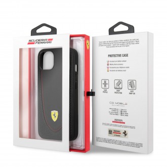 FEHCP13SRGOK Ferrari Leather with Curved Line Zadní Kryt pro iPhone 13 Mini Black