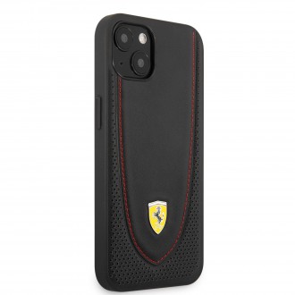 FEHCP13SRGOK Ferrari Leather with Curved Line Zadní Kryt pro iPhone 13 Mini Black