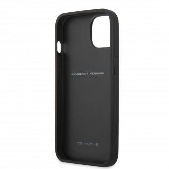 FEHCP13SRGOK Ferrari Leather with Curved Line Zadní Kryt pro iPhone 13 Mini Black