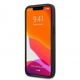 FEHCP13MRGOK Ferrari Leather with Curved Line Zadní Kryt pro iPhone 13 Black