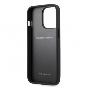 FEHCP13LRGOK Ferrari Leather with Curved Line Zadní Kryt pro iPhone 13 Pro Black