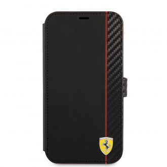 FESAXFLBKP13XBK Ferrari Smooth and Carbon Effect Book Pouzdro pro iPhone 13 Pro Max Black